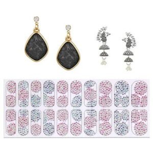 14K Gold Plated Cubic Zirconia Drop Earring Valentine Free Gift Combo (Pack Of 3) (KKGJDEG111813)