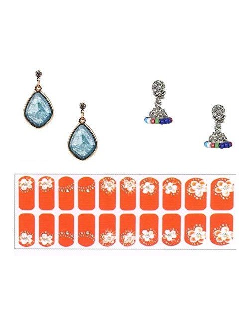 14K Gold Plated Cubic Zirconia Drop Earring Valentine Free Gift Combo (Pack Of 3) (KKGJDEG111815)