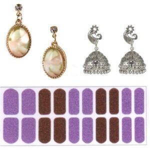 14K Gold Plated Cubic Zirconia Drop Earring Valentine Free Gift Combo (Pack Of 3) (KKGJDEG111824)