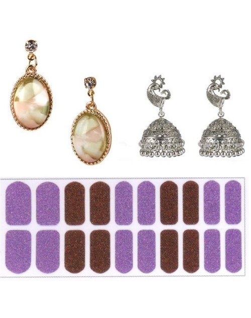 14K Gold Plated Cubic Zirconia Drop Earring Valentine Free Gift Combo (Pack Of 3) (KKGJDEG111824)