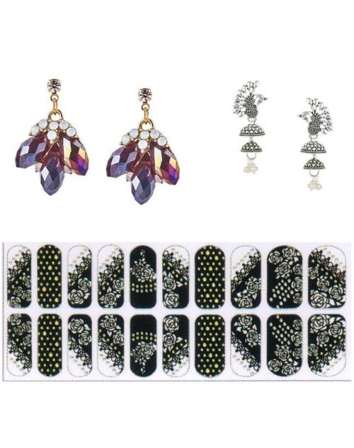 14K Gold Plated Cubic Zirconia Drop Earring Valentine Free Gift Combo Valentine Free Gift Combo (Pack Of 3) (KKGJDEG111822)