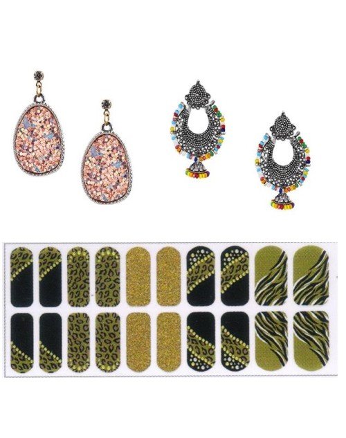 14K Gold Plated Cubic Zirconia Glitter Drop Earring Valentine Free Gift Combo For Women (Pack Of 3) (KKGJDEG111820)