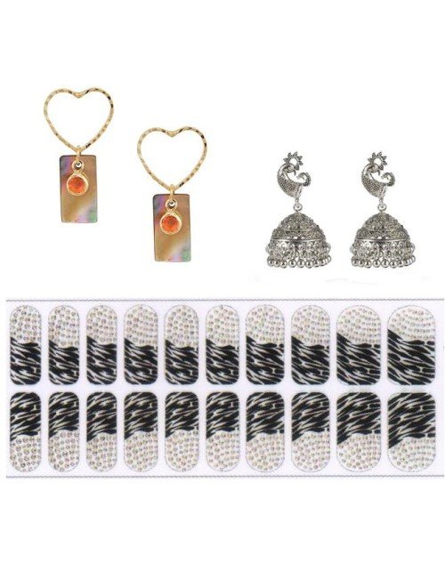 14K Gold Plated Cubic Zirconia Heart Drop Earring Valentine Free Gift Combo (Pack Of 3) (KKGJDEG111827)