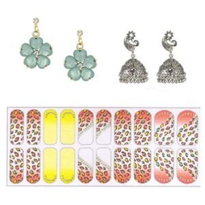 14K Gold Plated Cubic Zirconia Heart Flower Drop Earring Valentine Free Gift Combo (Pack Of 3) (KKGJDEG111809)