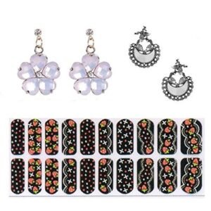 4K Gold Plated Cubic Zirconia Heart Flower Drop Earring Valentine Free Gift Combo (Pack Of 3)(KKGJDEG111810)