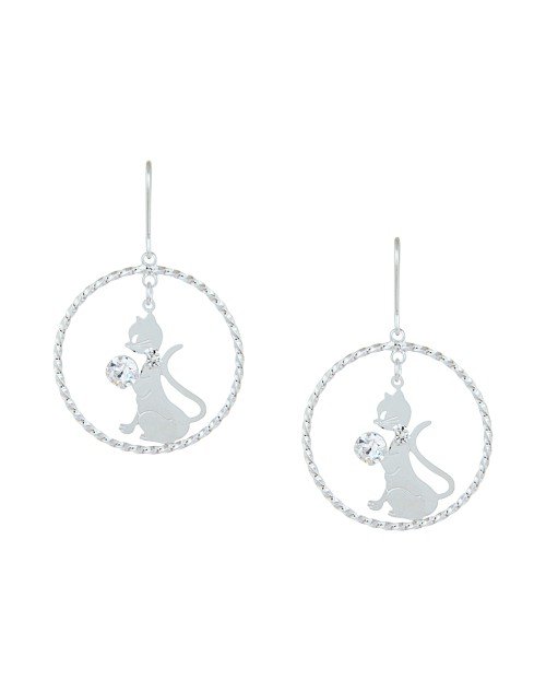 Cubic Zirconia Cat Drop Earring (KTWJDES111805)