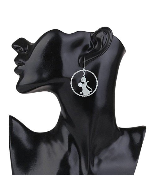 Cubic Zirconia Cat Drop Earring (KTWJDES111805) - Image 3