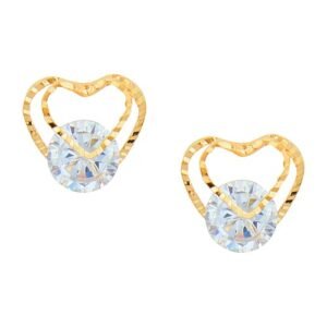 Cubic Zirconia Heart Daily wear Stud Earring (KTWJEGS111829)