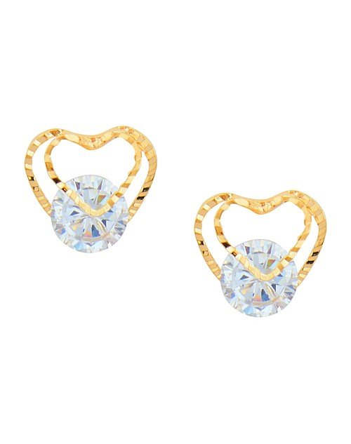 Cubic Zirconia Heart Daily wear Stud Earring (KTWJEGS111829)