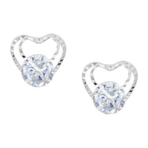Cubic Zirconia Heart Daily wear Stud Earring (KTWJESS111830)