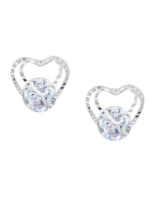 Cubic Zirconia Heart Daily wear Stud Earring (KTWJESS111830)
