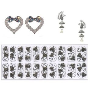 Cubic Zirconia Heart Daily wear Stud Earring Valentine Free Gift Combo (Pack Of 3) (KDAJESS111808)