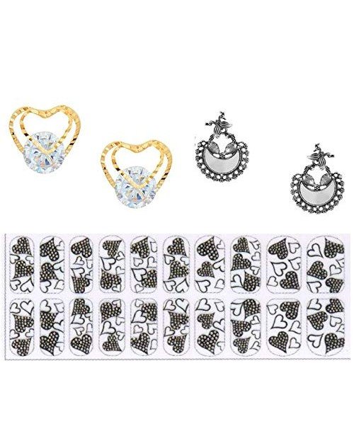Cubic Zirconia Heart Daily wear Stud Earring Valentine Free Gift Combo (Pack Of 3) (KTWJEGS111829)