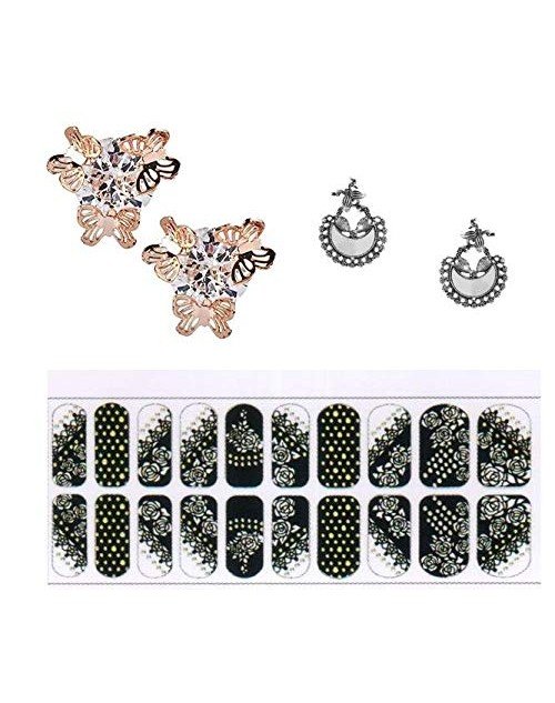 Cubic Zirconia Stylish Butterfly Daily wear Stud Earring Valentine Free Gift Combo (Pack Of 3) (KK1JERGS111838)