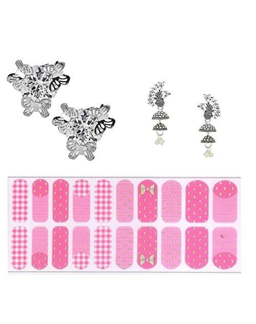 Cubic Zirconia Stylish Butterfly Daily wear Stud Earring Valentine Free Gift Combo (Pack Of 3)(KK1JESS111839C39)