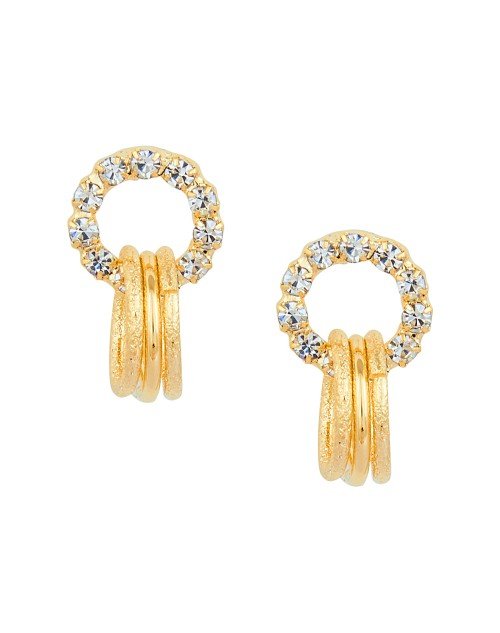 Cubic Zirconia Stylish Daily wear Triple Ring Stud Earring (KTWJEGS111827)