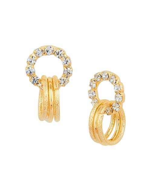 Cubic Zirconia Stylish Daily wear Triple Ring Stud Earring (KTWJEGS111827) - Image 2