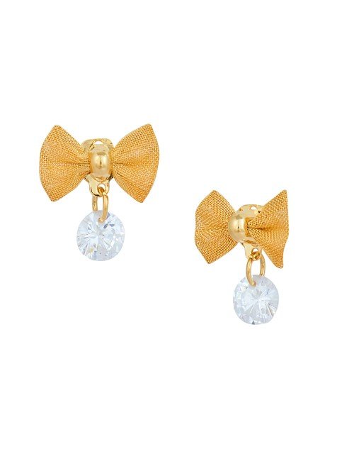 Cubic Zirconia Stylish Daily wear Bow Stud Earring (KTWJEGS111826)