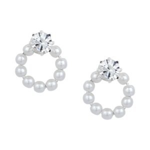 Cubic Zirconia Stylish Daily wear Pearl Stud Earring (KTWJEGS111823)