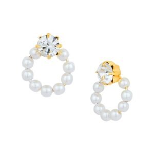 Cubic Zirconia Stylish Daily wear Pearl Stud Earring (KTWJEGS111824)