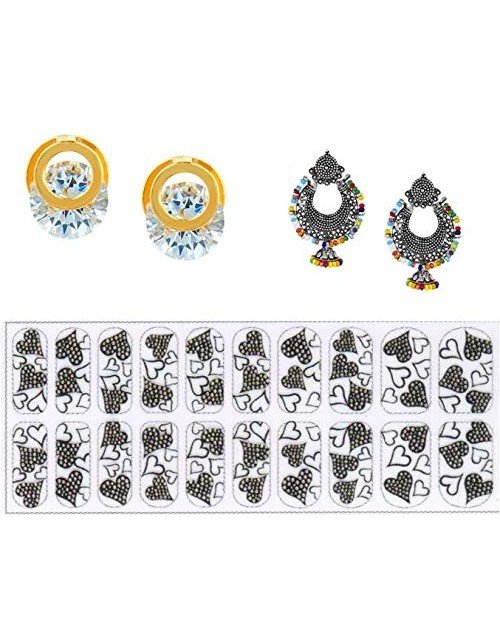 Cubic Zirconia Stylish Daily wear Stud Earring Valentine Free Gift Combo (Pack Of 3) (KDAJEGS111801)