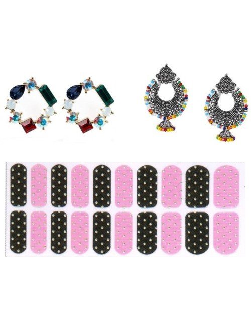 Cubic Zirconia Stylish Daily wear Stud Earring Valentine Free Gift Combo (Pack Of 3) (KDAJEGS111816C16)