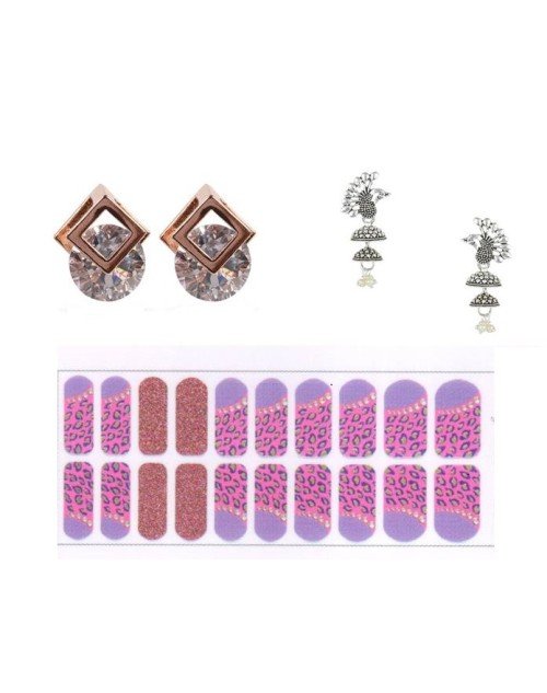 Cubic Zirconia Stylish Daily wear Stud Earring Valentine Free Gift Combo (Pack Of 3) (KDAJERGS111806)