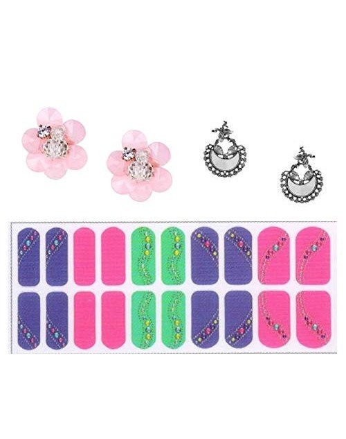 Cubic Zirconia Stylish Daily wear Stud Earring Valentine Free Gift Combo (Pack Of 3) (KHKJEGS111855)