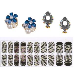 Cubic Zirconia Stylish Daily wear Stud Earring Valentine Free Gift Combo (Pack Of 3) (KHKJEGS111859)