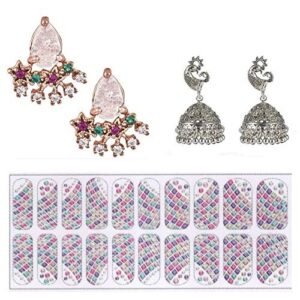 Cubic Zirconia Stylish Daily wear Stud Earring Valentine Free Gift Combo (Pack Of 3) (KK1JEGS111834)