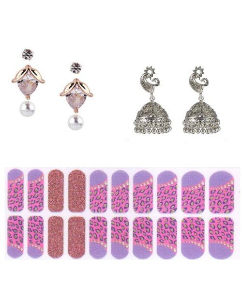Cubic Zirconia Stylish Daily wear Stud Earring Valentine Free Gift Combo (Pack Of 3) (KK1JERGS111842)