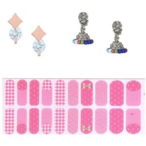 Cubic Zirconia Stylish Daily wear Stud Earring Valentine Free Gift Combo (Pack Of 3) (KKGJERGS111848)