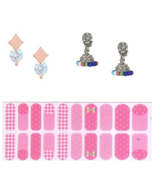 Cubic Zirconia Stylish Daily wear Stud Earring Valentine Free Gift Combo (Pack Of 3) (KKGJERGS111848)