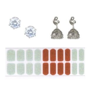 Cubic Zirconia Stylish Daily wear Stud Earring Valentine Free Gift Combo (Pack Of 3) (KKGJESS111845)