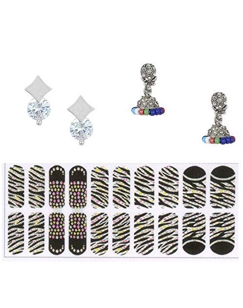 Cubic Zirconia Stylish Daily wear Stud Earring Valentine Free Gift Combo (Pack Of 3) (KKGJESS111849)