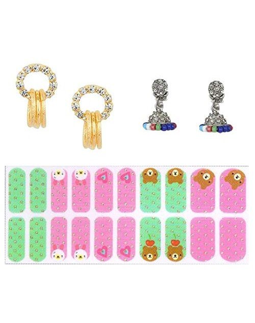 Cubic Zirconia Stylish Daily wear Triple Ring Stud Earring Valentine Free Gift Combo (Pack Of 3) (KTWJEGS111827)