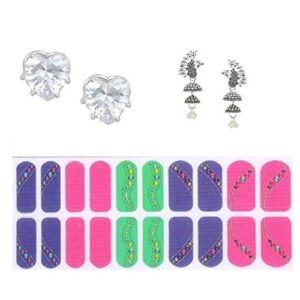 Cubic Zirconia Stylish Heart Daily wear Stud Earring Valentine Free Gift Combo (Pack Of 3) (KKGJESS111847)