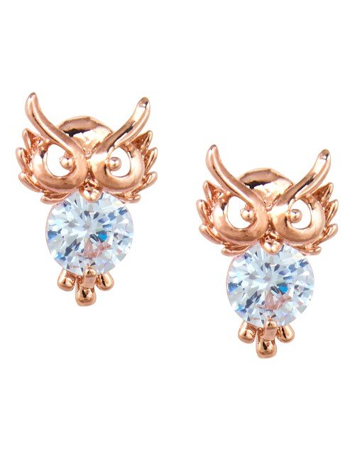 Cubic Zirconia Stylish Owl Daily wear Stud Earring (KK1JERGS111831)