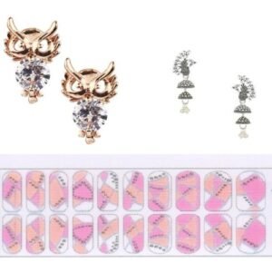 Cubic Zirconia Stylish Owl Daily wear Stud Earring Valentine Free Gift Combo (Pack Of 3) (KK1JERGS111831)