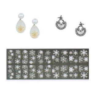 Double Sided Glass Bubble with Preserved Flower Inside Vintage Stud Earring Valentine Free Gift Combo (Pack Of 3) (KKGJESS111851)