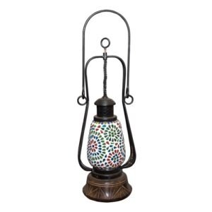 Glass Metal Multicolor Flower Design Hanging Lantern (SEHCHL021902)