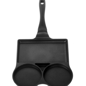 Lootkabazaar Chefline 3 Hole Egg Casting Mouse Frying Pan Nonstick 20 cm, 2 Round and 1 Rectangle Space seperator