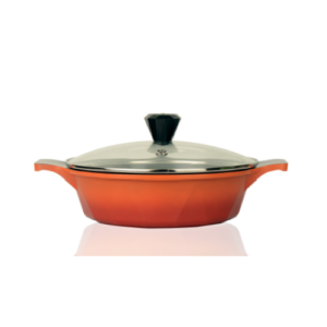 Lootkabazaar Vignette Orange Casserole 24 cm, Nonstick 1 Liter Cook and Serve Casserole